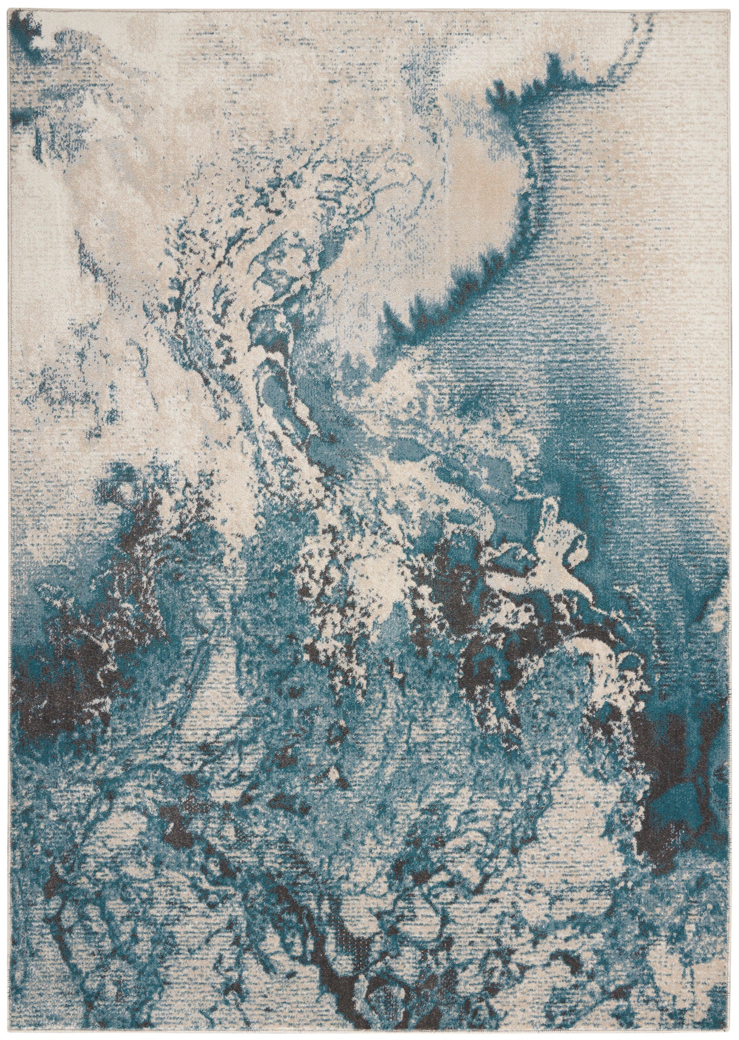 Nourison Home Maxell MAE08 Ivory Teal Contemporary Power-loomed Rugs