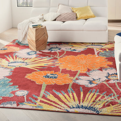 Nourison Home Allur  Red Multicolor  Contemporary