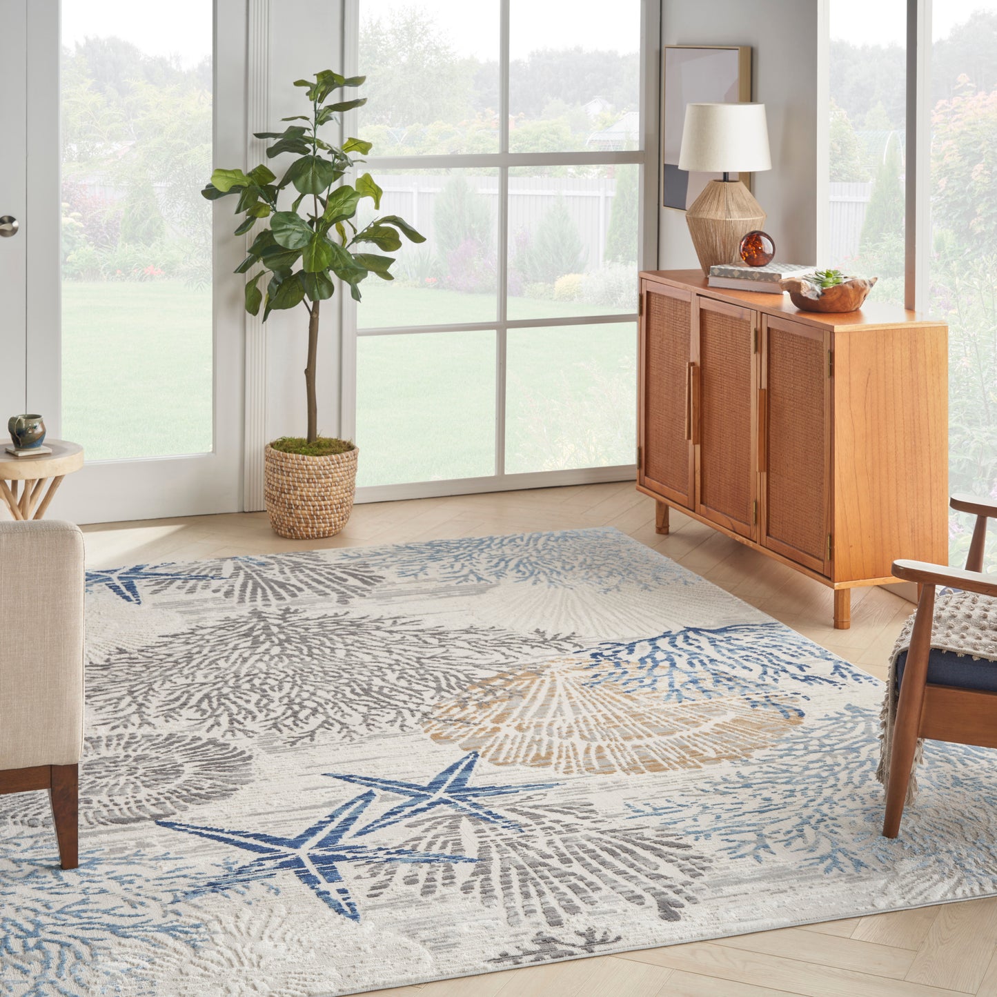 Nourison Home Seaside  Ivory Grey Blue  Contemporary