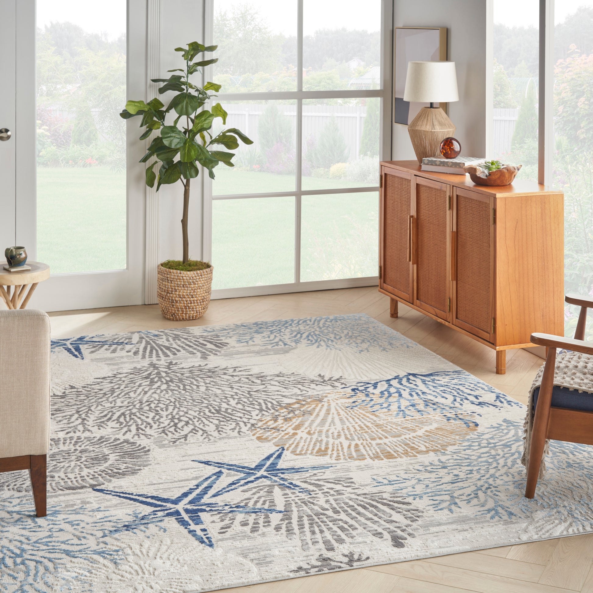 Nourison Home Seaside  Ivory Grey Blue  Contemporary
