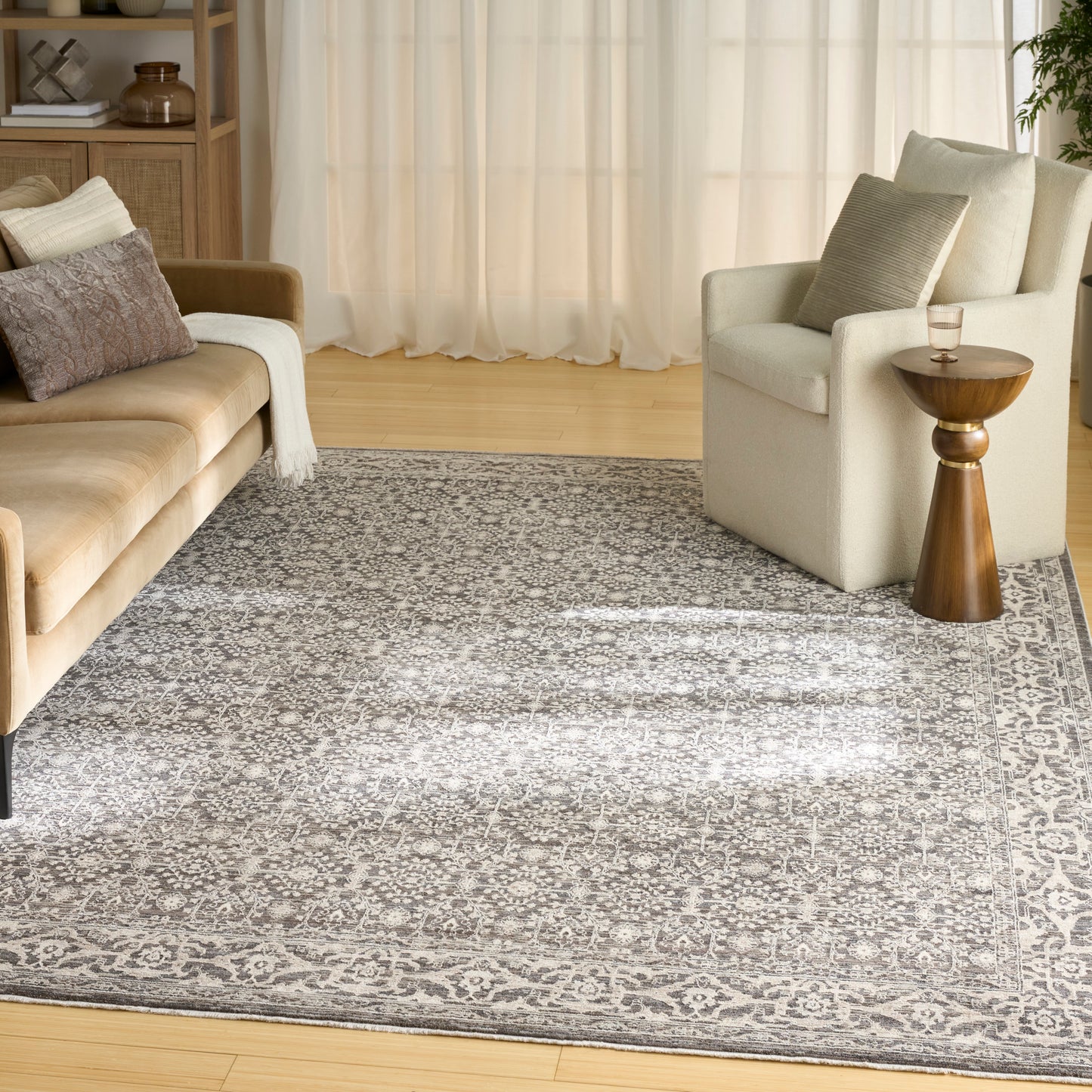 Nourison Home Shadows  Charcoal Ivory  Traditional