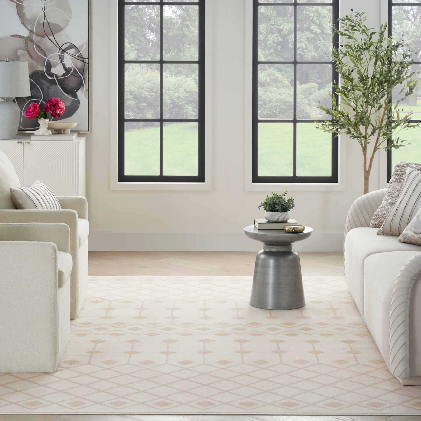 Nourison Home Grafix  Ivory Beige  Transitional
