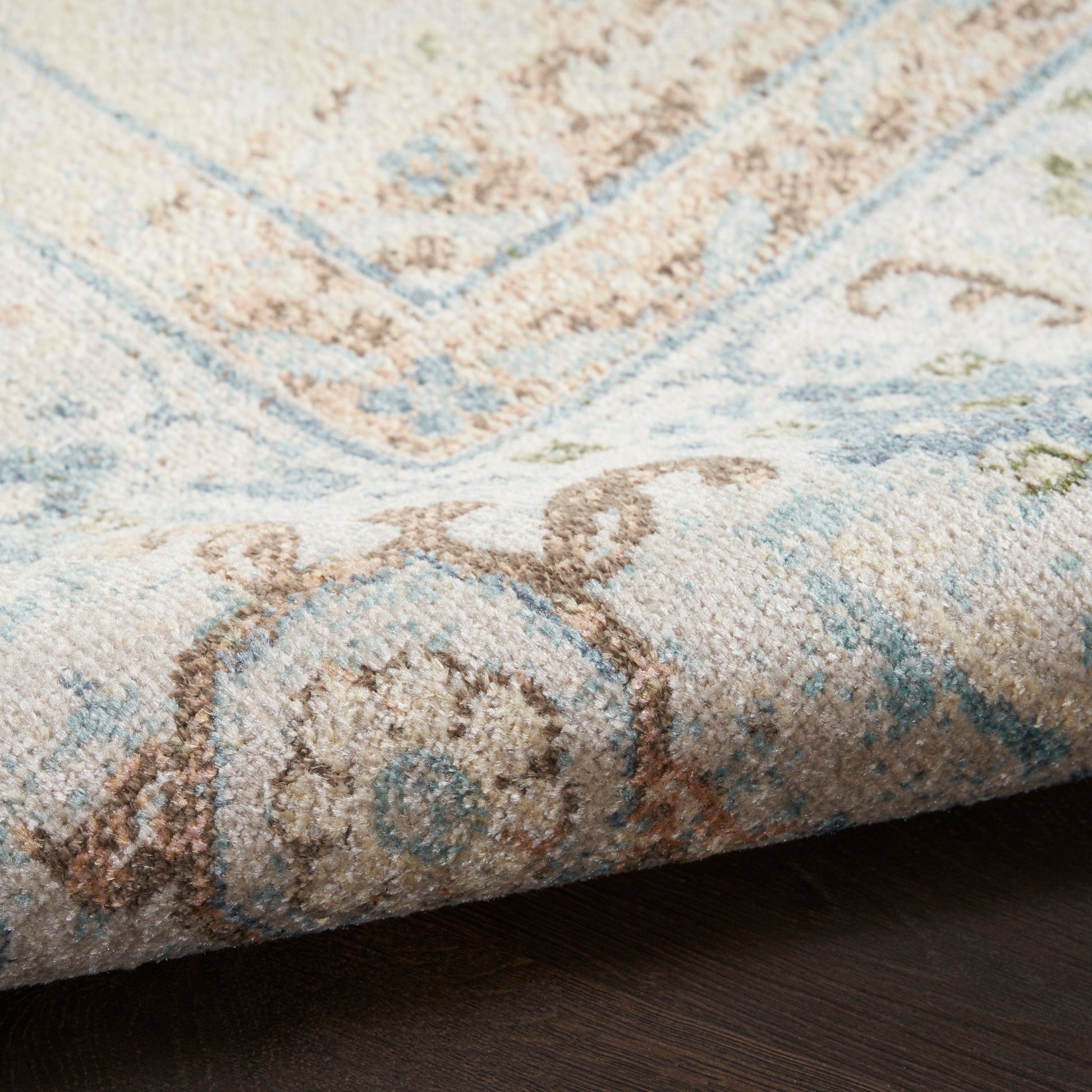 Nourison Home Astra Machine Washable  Ivory Blue  Traditional