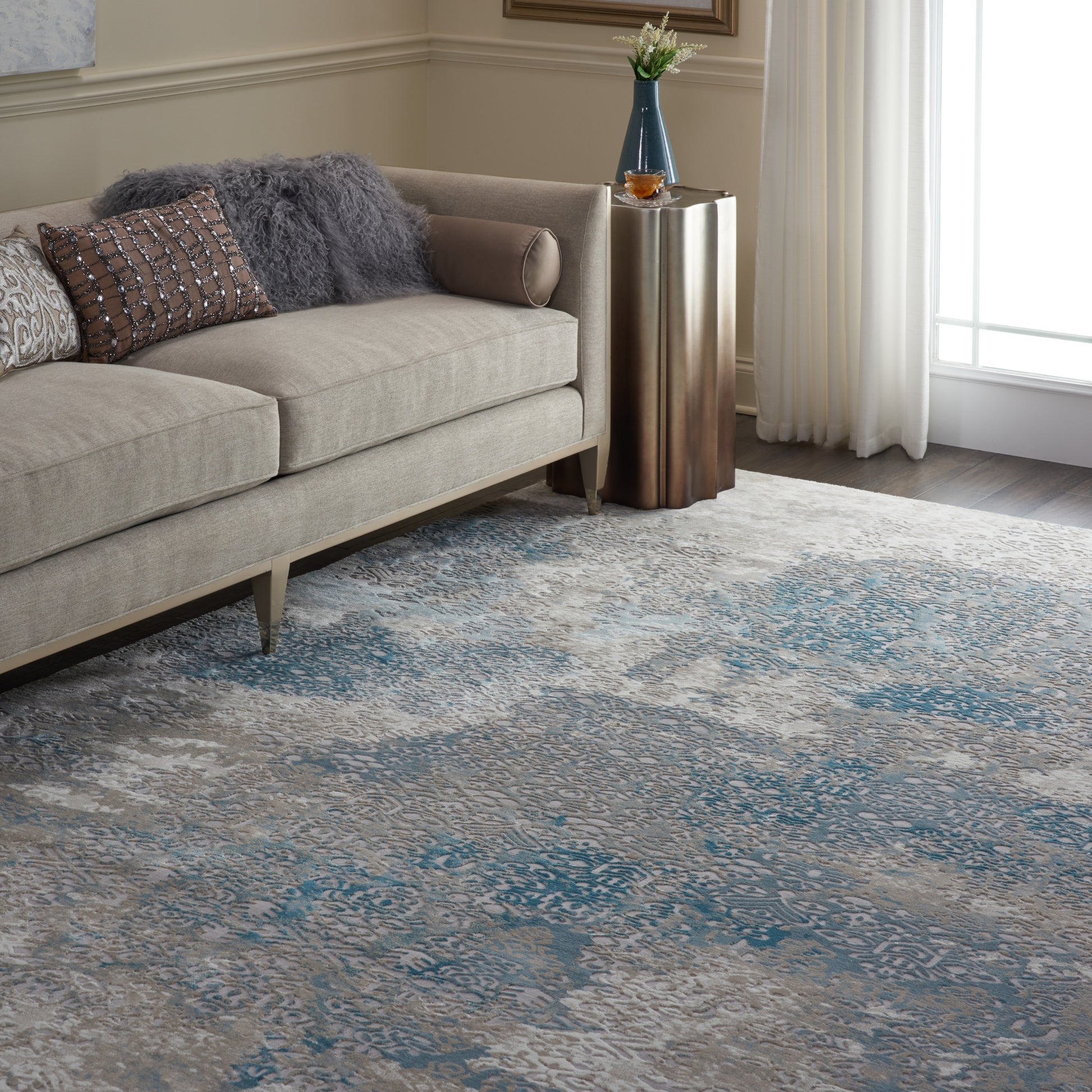 Nourison Home Karma  Ivory Light Blue  Transitional