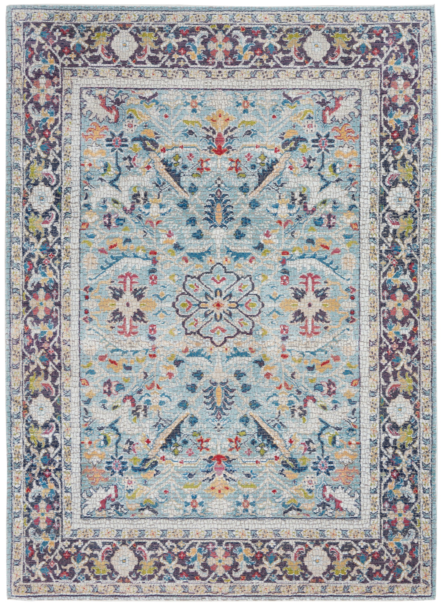 Nourison Home Ankara Global ANR14 Teal Multicolor Traditional Power-loomed Rug