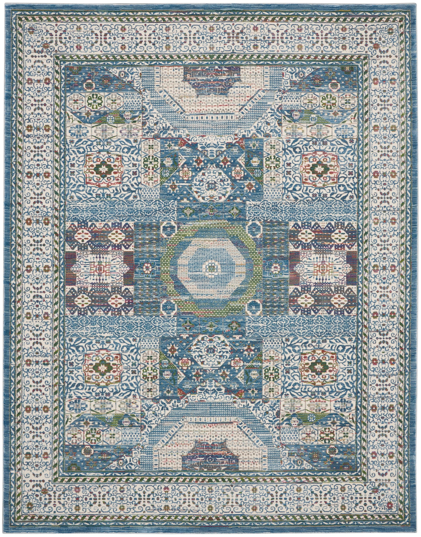 Nourison Home Ankara Global  Ivory Light Blue  Transitional