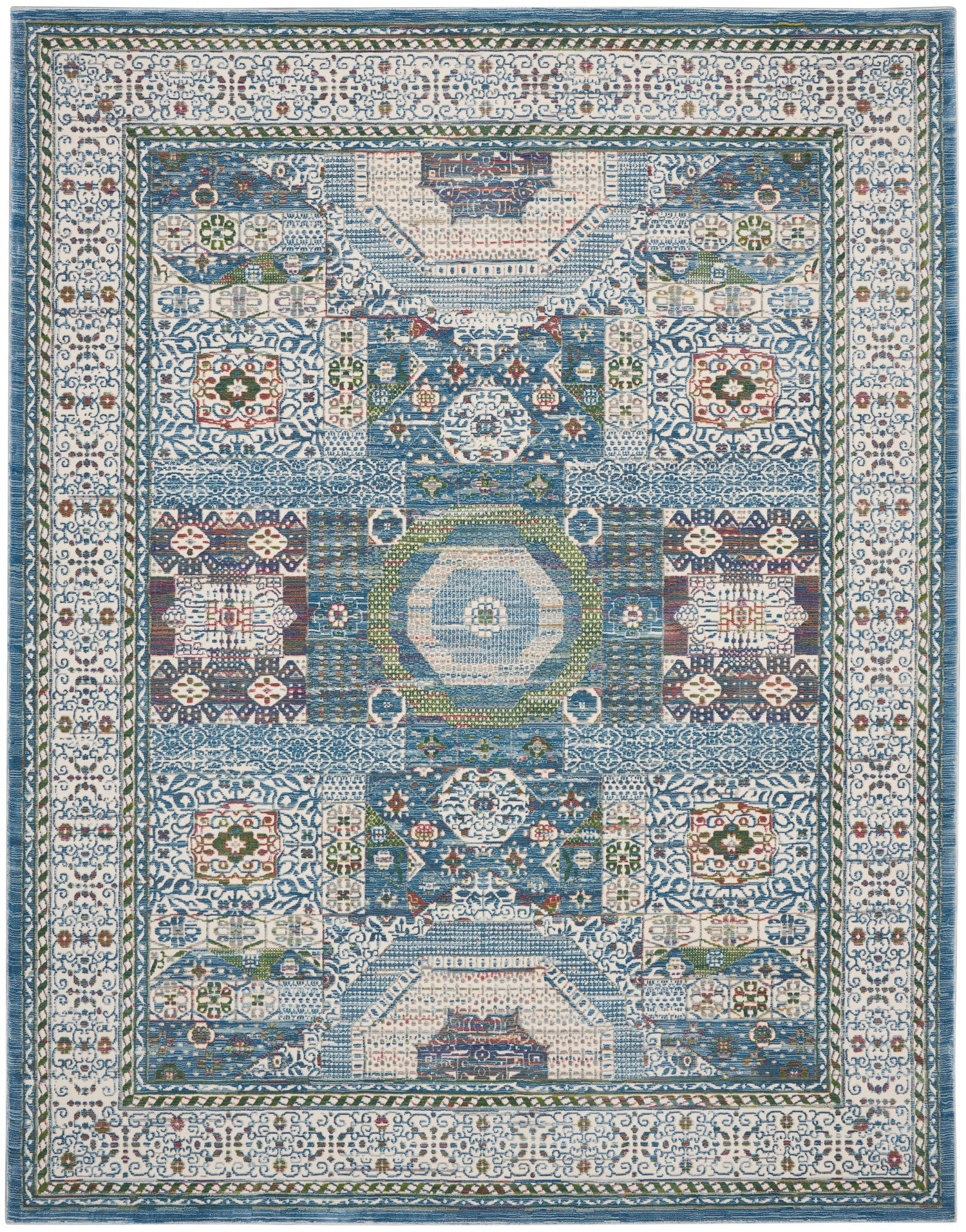 Nourison Home Ankara Global  Ivory Light Blue  Transitional