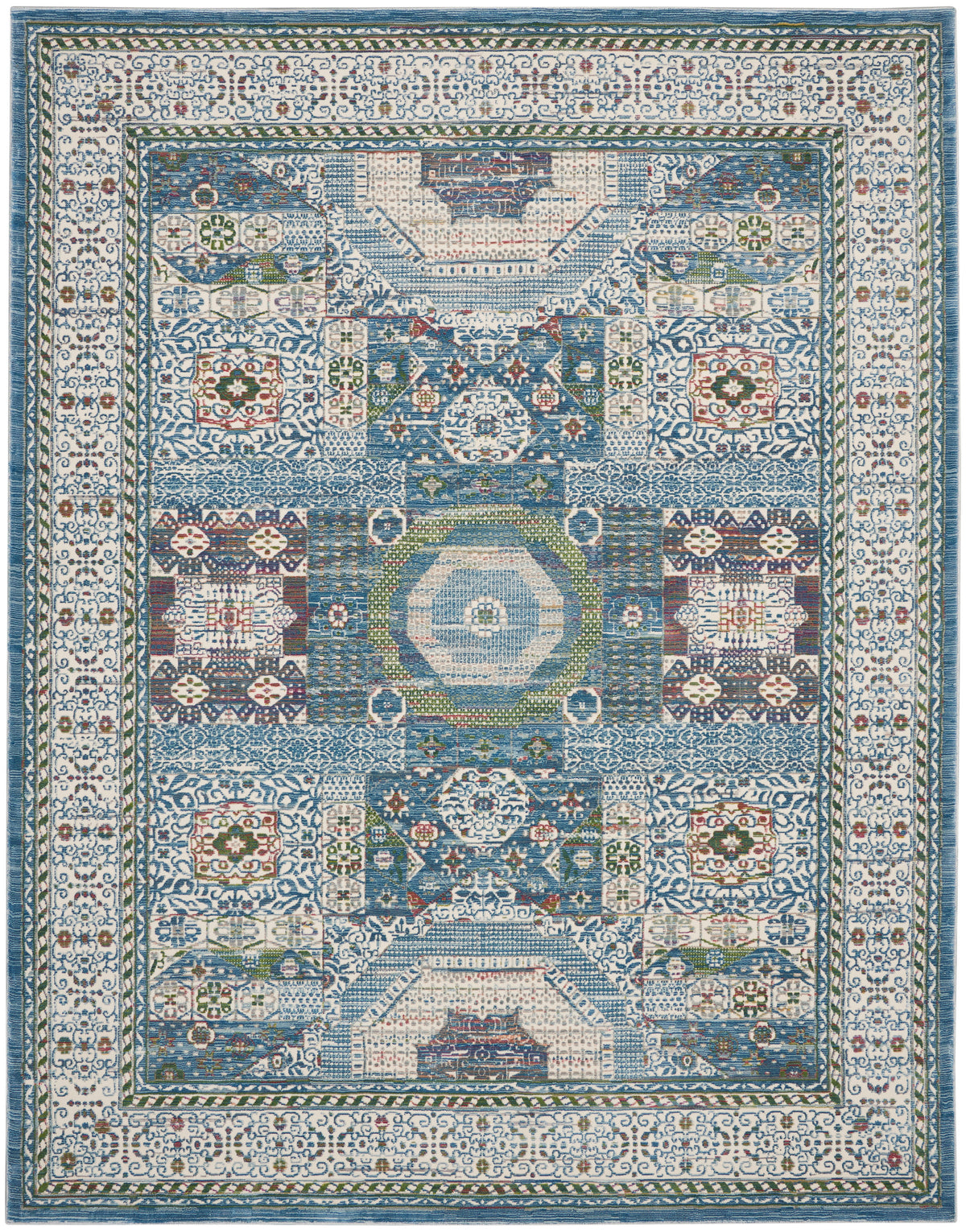 Nourison Home Ankara Global  Ivory Light Blue  Transitional