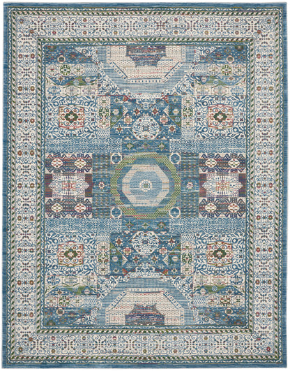Nourison Home Ankara Global ANR17 Ivory Light Blue Transitional Power-loomed Rug