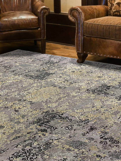 Artisan Dakota Grey Yellow Transitional Knotted Rug - Rugs - Artisan - Atlanta Designer Rugs