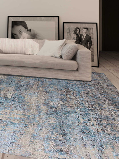 Artisan Dakota Silver InkBlue Transitional Knotted Rug - Rugs - Artisan - Atlanta Designer Rugs
