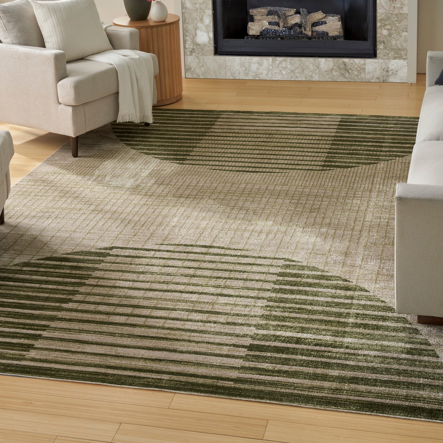 Nourison Home Astra Machine Washable  Ivory Olive  Contemporary