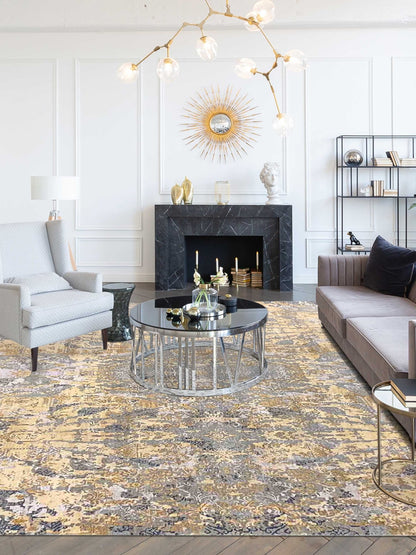 Artisan Dakota Silver Gold Transitional Knotted Rug - Rugs - Artisan - Atlanta Designer Rugs