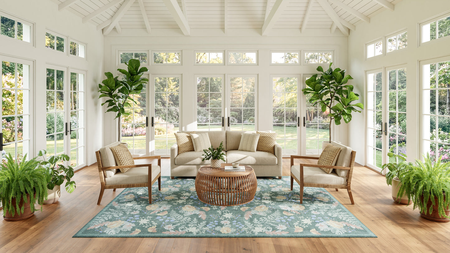 Nourison Home Botanical Washables  Green Multicolor  Contemporary