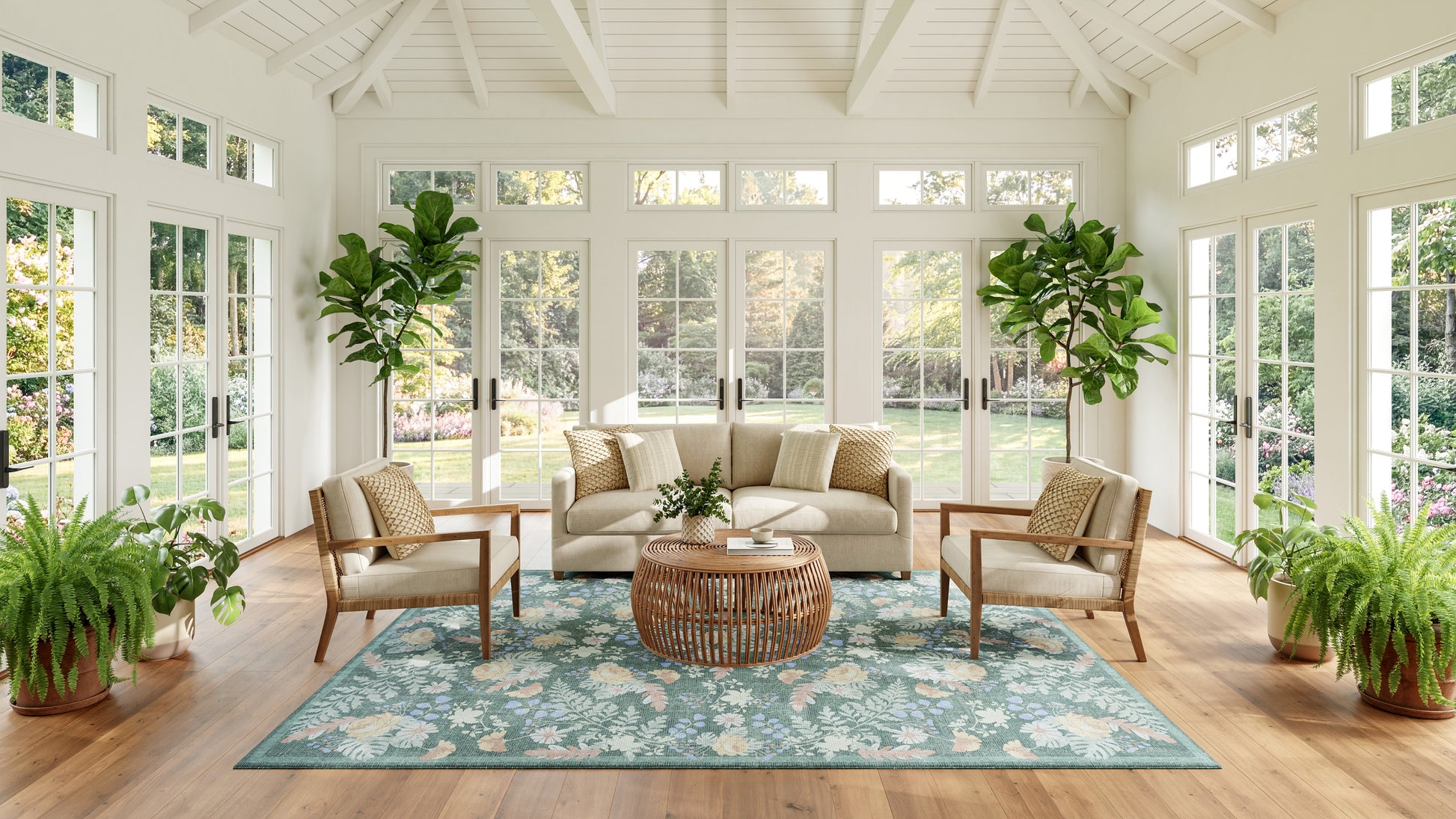 Nourison Home Botanical Washables  Green Multicolor  Contemporary