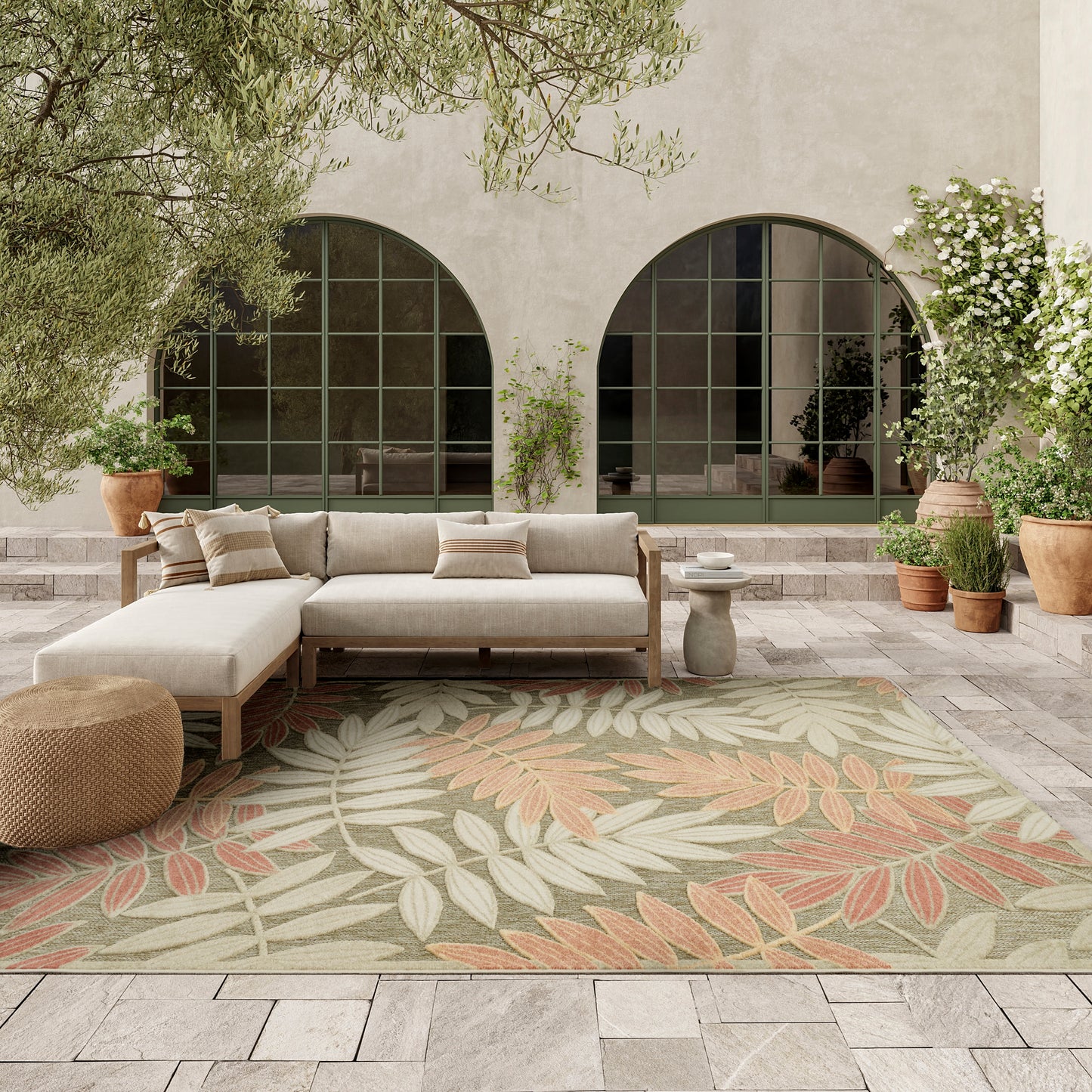 Nourison Home Aloha  Sage Rose  Contemporary