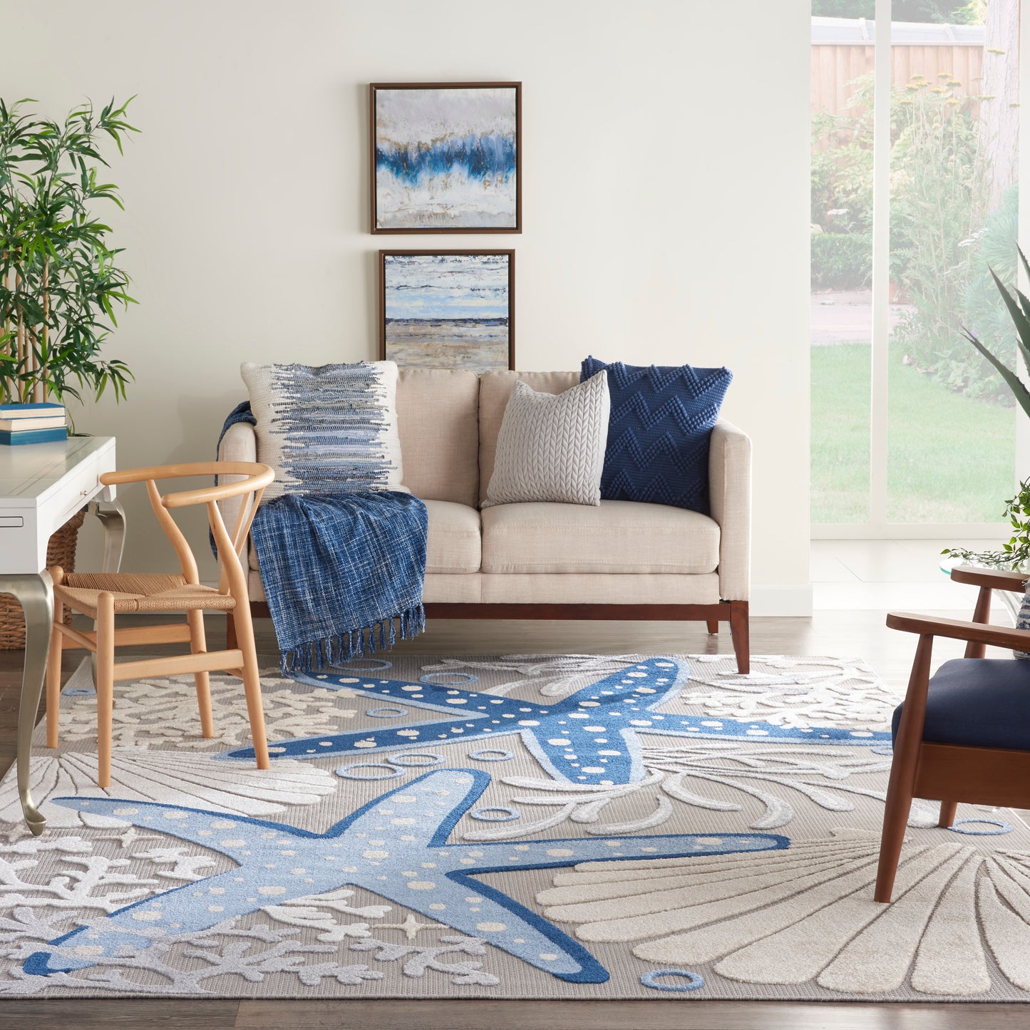 Nourison Home Aloha  Blue Grey  Contemporary