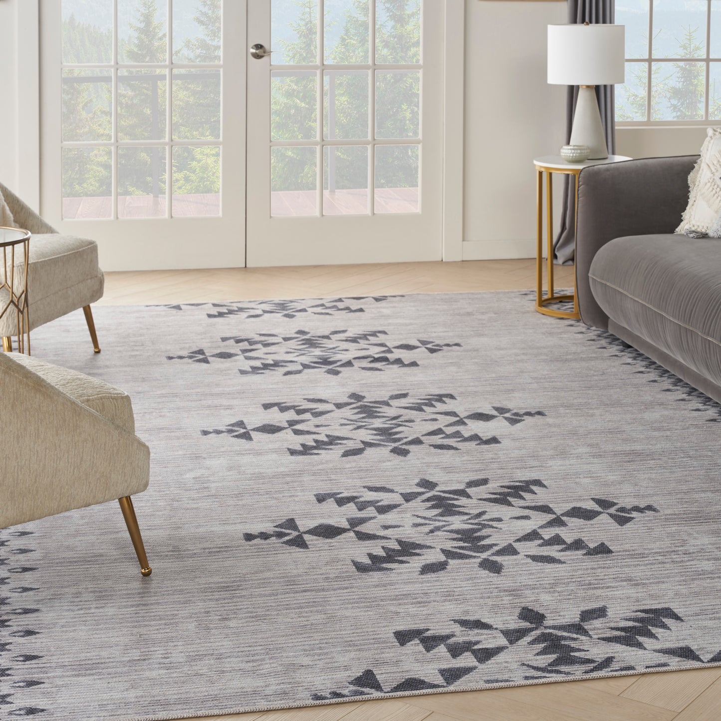 Nourison Home New Concept Washables  Ivory Charcoal  Contemporary