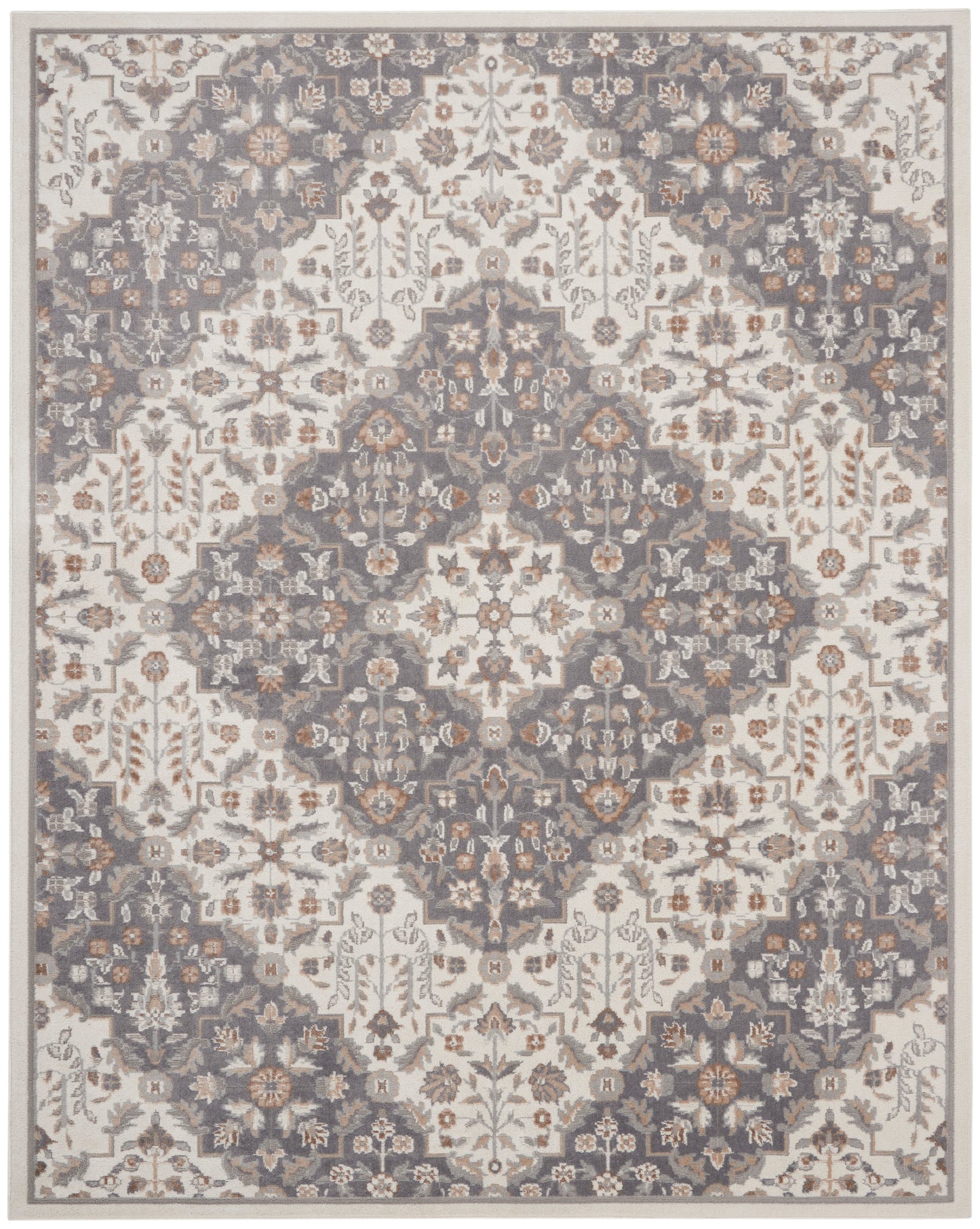 Nourison Home Elation ETN08 Ivory Grey Traditional Power-loomed Rug