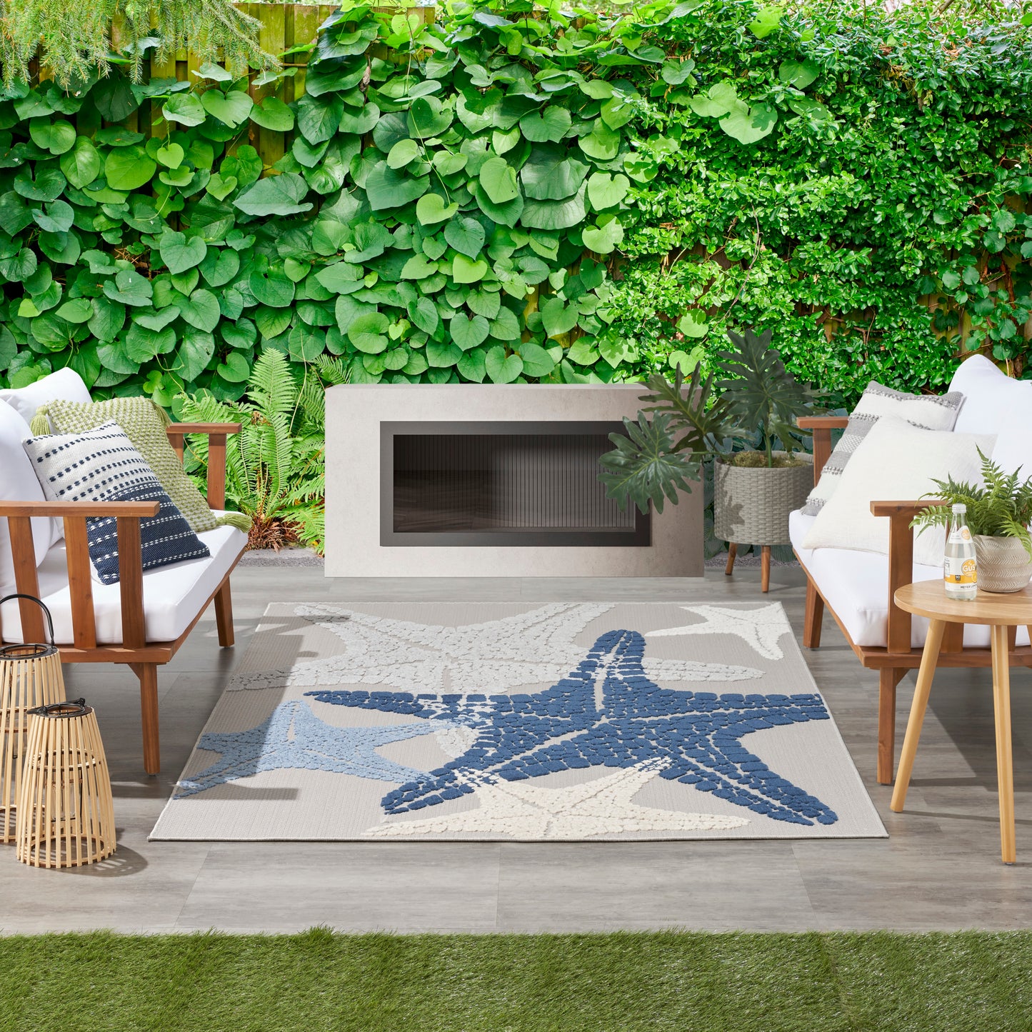 Nourison Home Aloha  Grey Multicolor  Contemporary