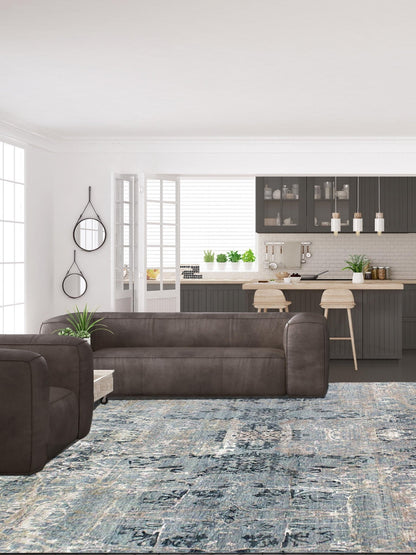 Artisan Dakota Blue Silver Transitional Knotted Rug - Rugs - Artisan - Atlanta Designer Rugs