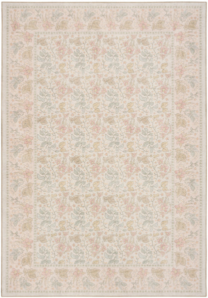 Nourison Home Botanical Washables BOT03 Beige Multicolor Contemporary Machine Woven Rug
