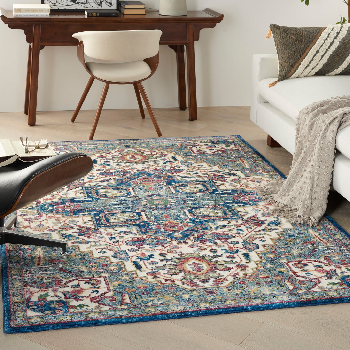 Nourison Home Ankara Global  Ivory Navy  Transitional
