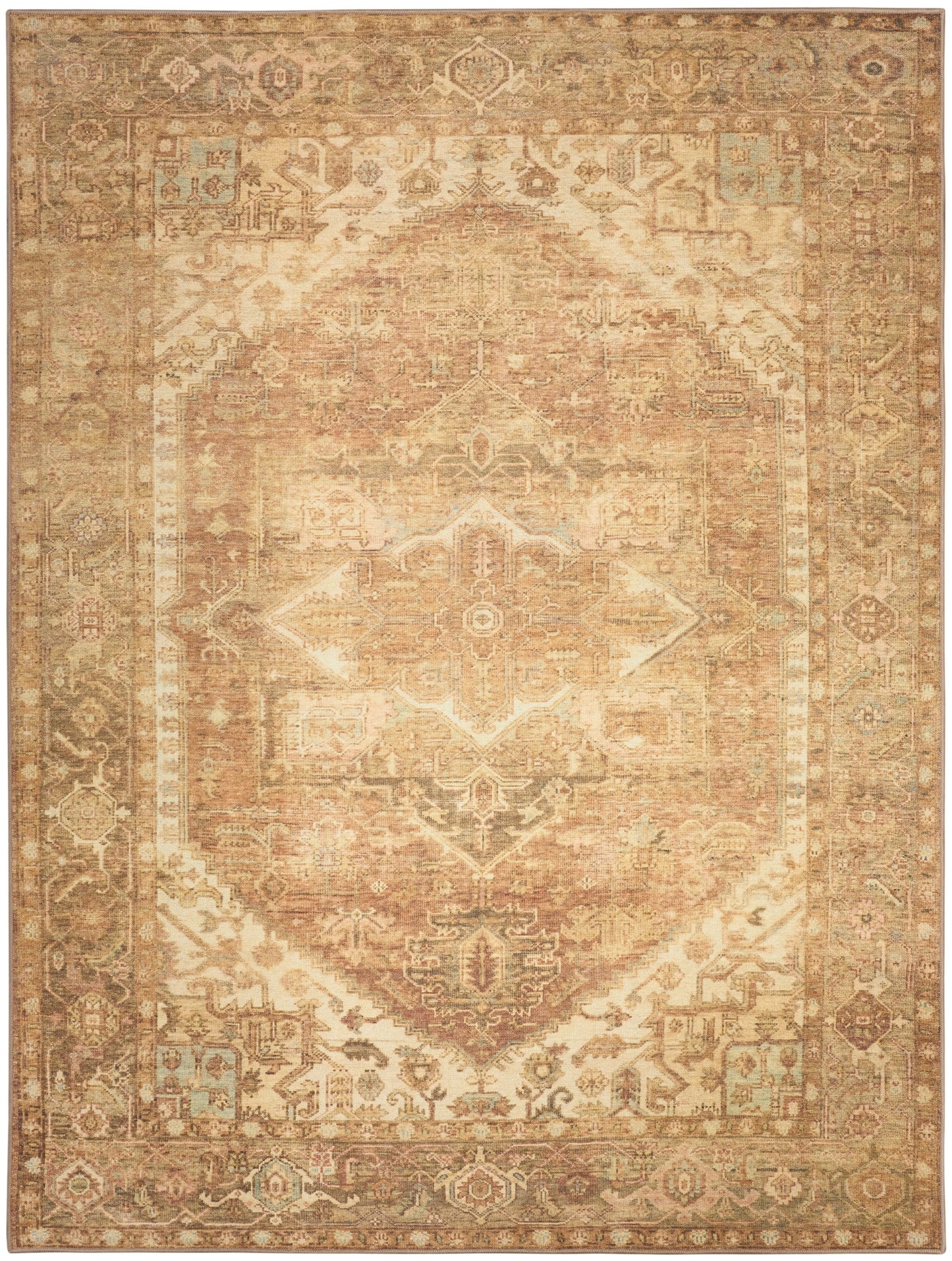 Nourison Home Vintage Washables VWS14 Gold Traditional Flat Weave Rug