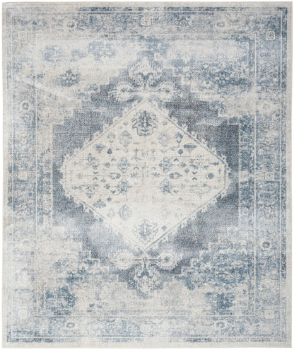 Nourison Home Astra Machine Washable ASW11 Blue Ivory Traditional Power-loomed Rug