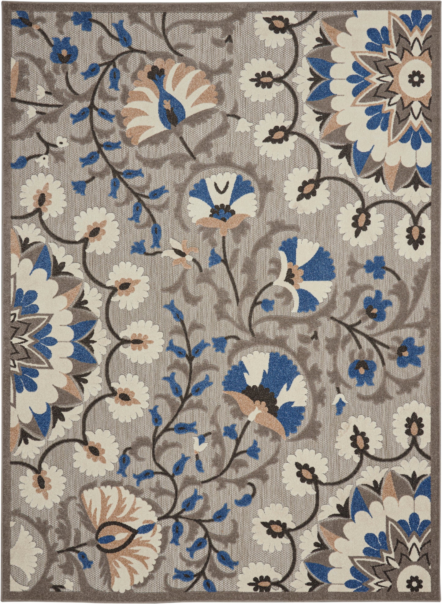 Nourison Home Aloha  Grey Multicolor  Contemporary