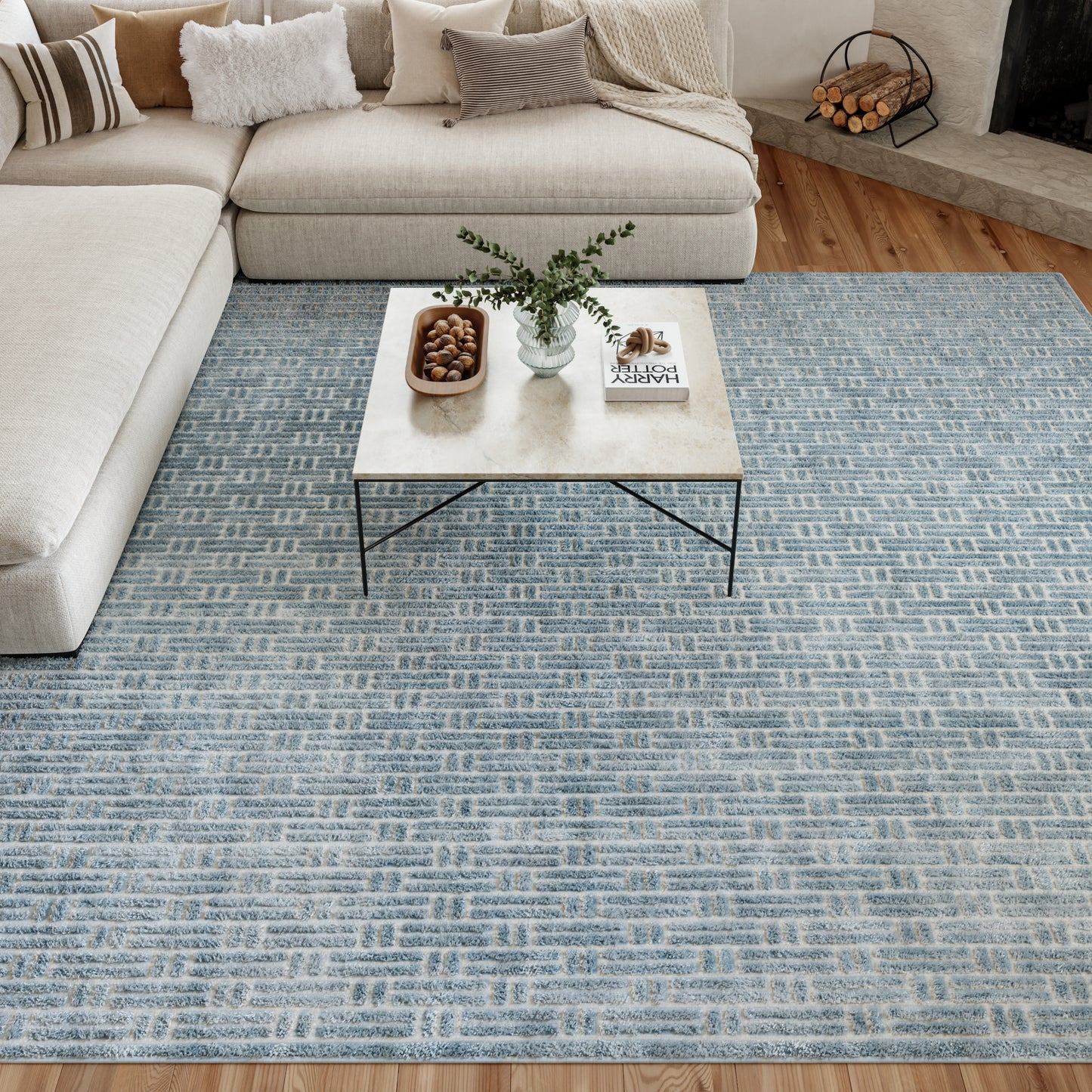 Nourison Home Washable Charm  Blue Ivory  Contemporary