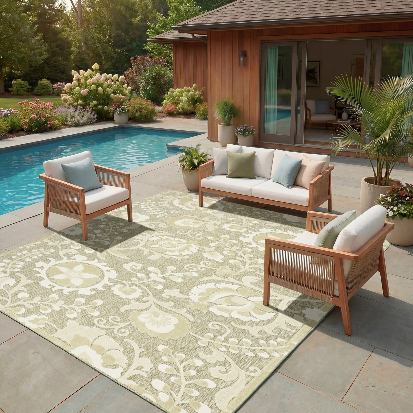Nourison Home Aloha  Ivory Sage  Contemporary