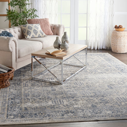 Nourison Home Malta  Ivory Blue  Traditional