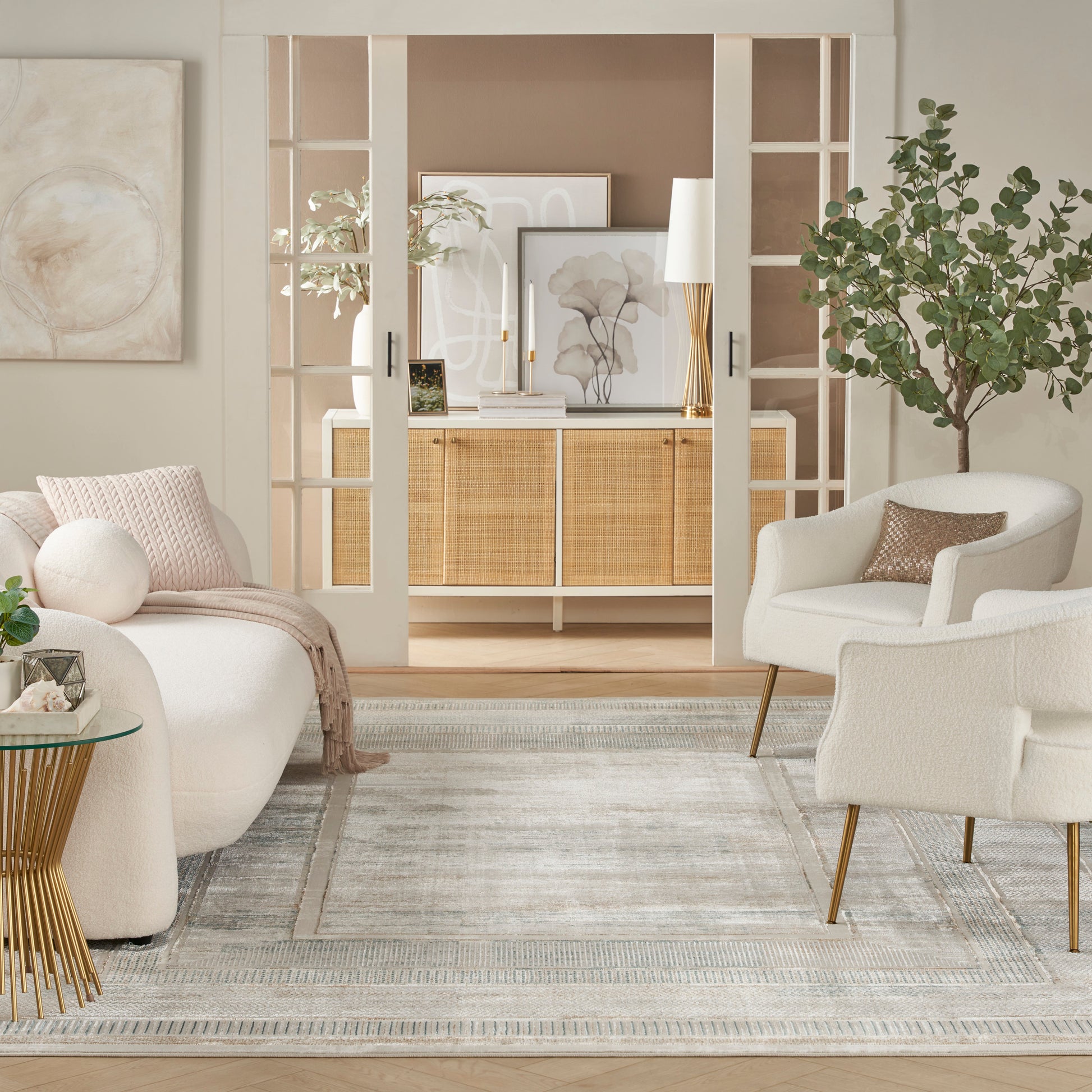 Nourison Home Glitz  Ivory Multicolor  Contemporary