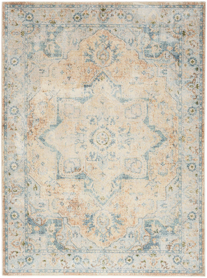 Nourison Home Astra Machine Washable ASW12 Beige Blue Traditional Power-loomed Rug