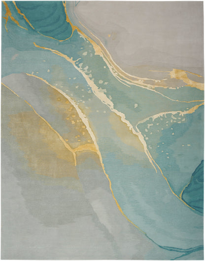 Nourison Home Prismatic PRS27 Grey Seafoam Contemporary Hand Tufted Rug