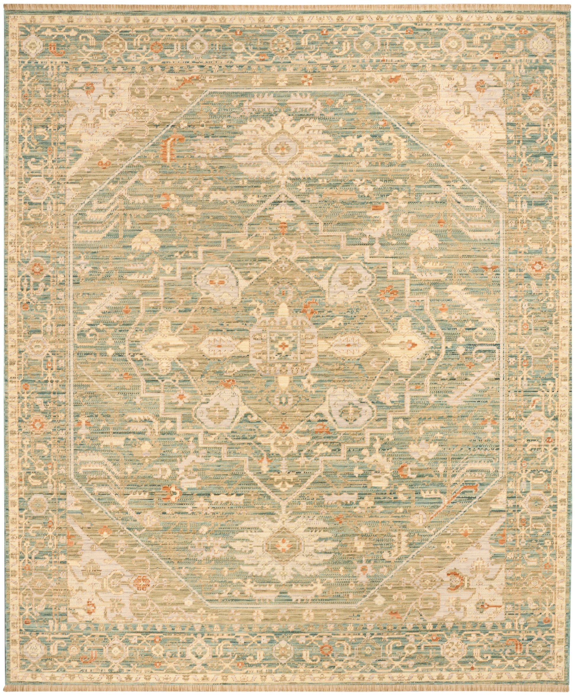 Nourison Home Antique Bloom  Teal  Traditional