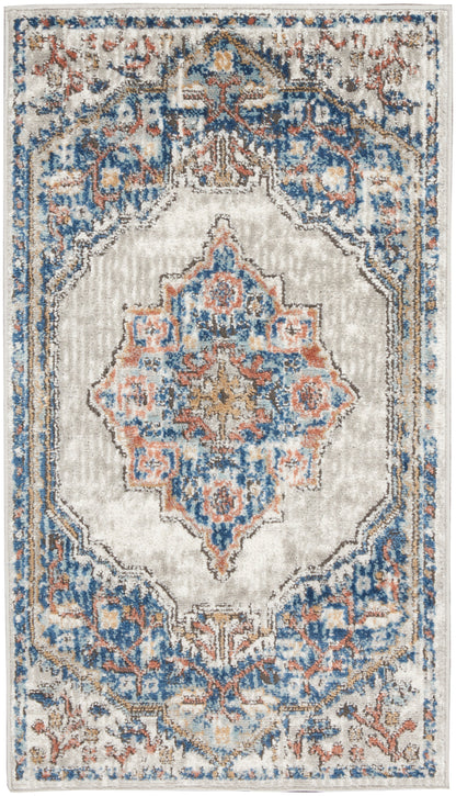 Nourison Home Quarry QUA12 Blue Grey Traditional Power-loomed Rugs