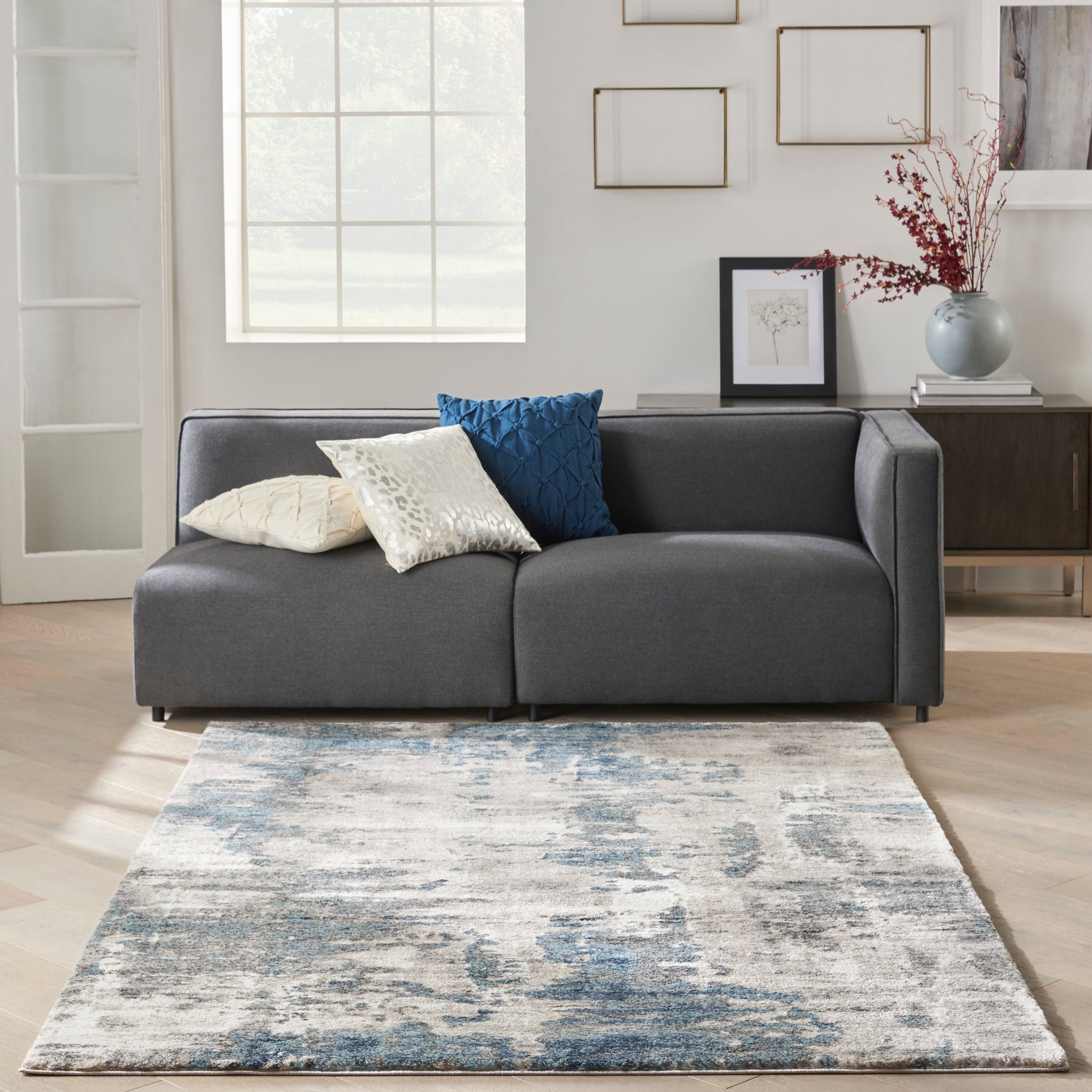Nourison Home American Manor  Ivory Blue  Contemporary