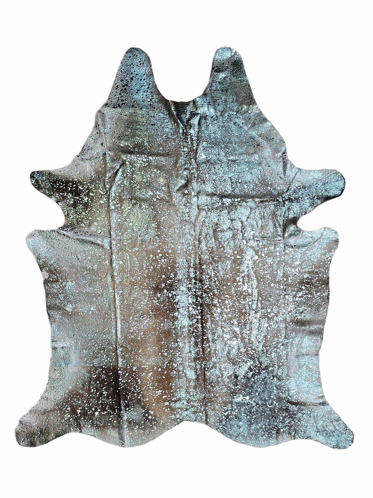 Artisan Cowhide Exotic 316583 MEBL Metallic Blue Hair on Hide Cowhide Shape Rug