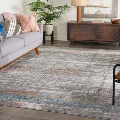 Nourison Home Rustic Textures  Grey Multicolor  Contemporary