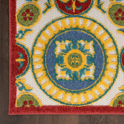 Nourison Home Aloha  Red Multicolor  Contemporary