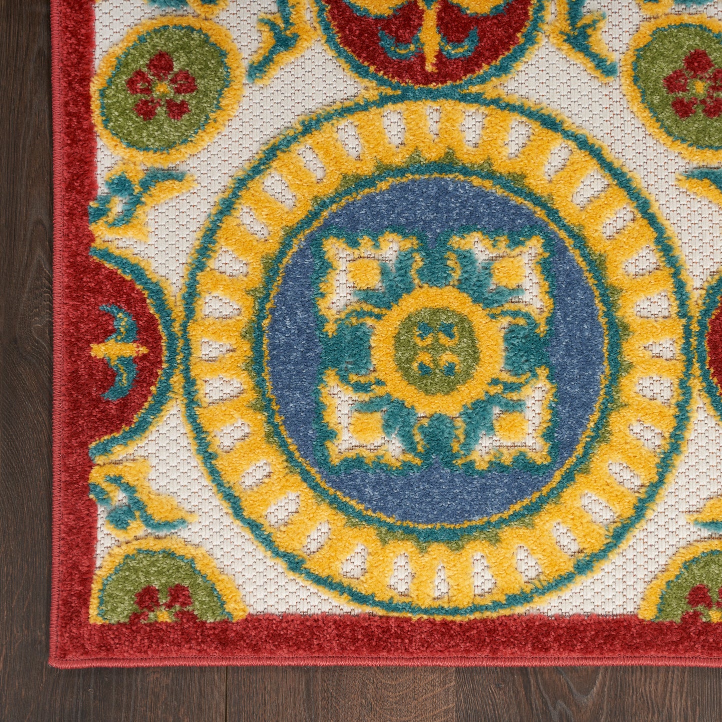 Nourison Home Aloha  Red Multicolor  Contemporary