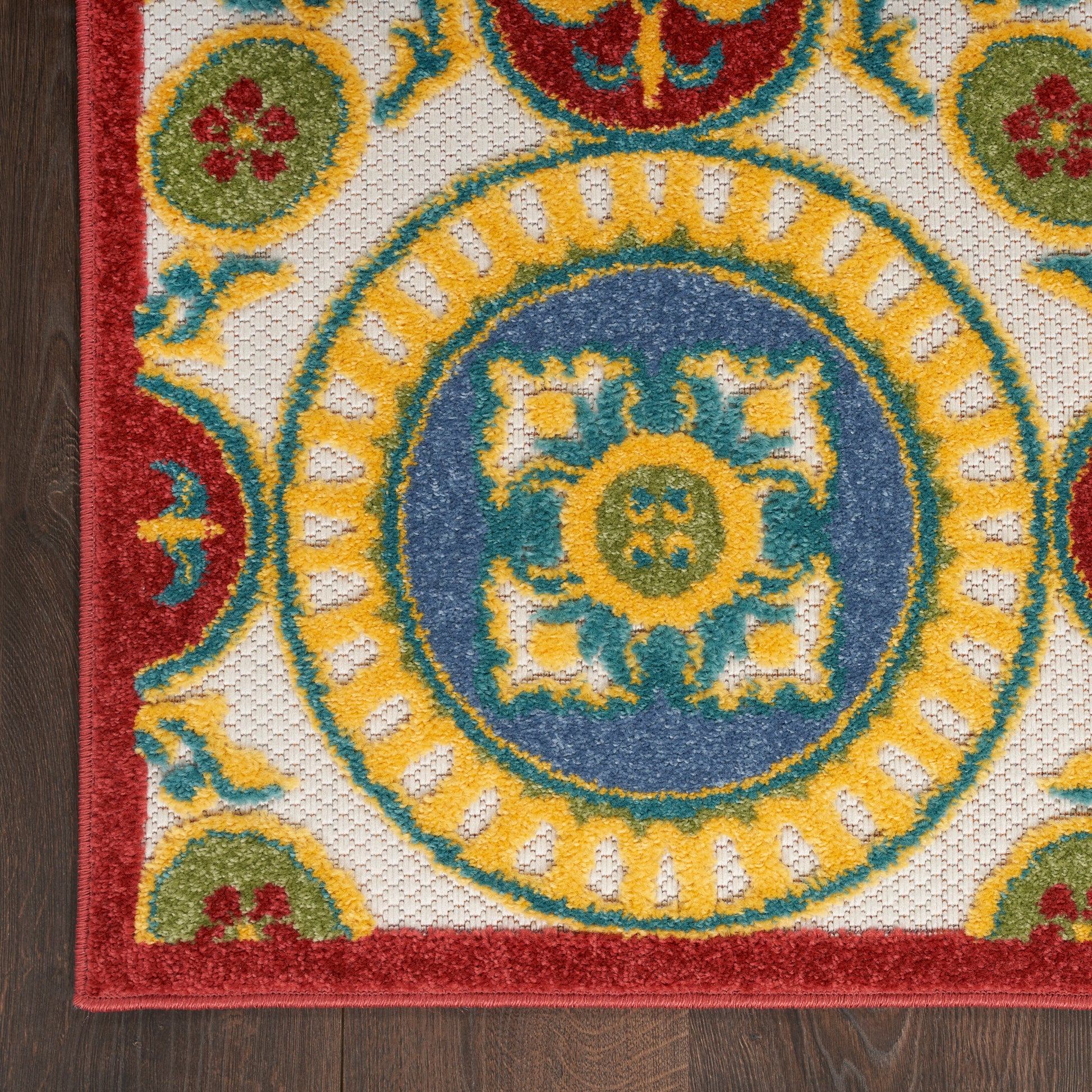 Nourison Home Aloha  Red Multicolor  Contemporary