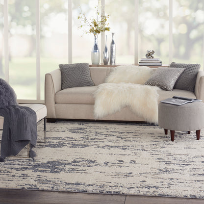 Nourison Home Zermatt  Ivory Blue  Contemporary