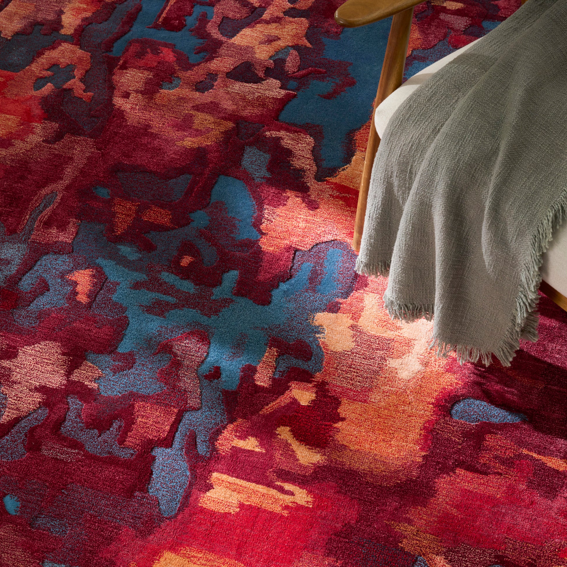 Nourison Home Prismatic  Blue Flame  Contemporary