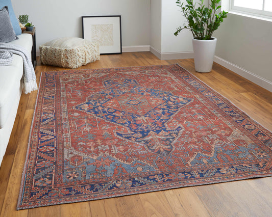 Feizy Rawlins  Red Navy Transitional/Bohemian & Eclectic/Vintage