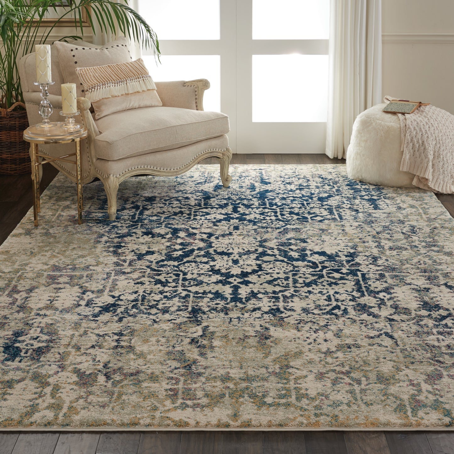 Nourison Home Fusion  Cream Blue  Transitional
