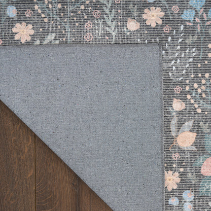 Nourison Home Botanical Washables  Charcoal Multicolor  Contemporary