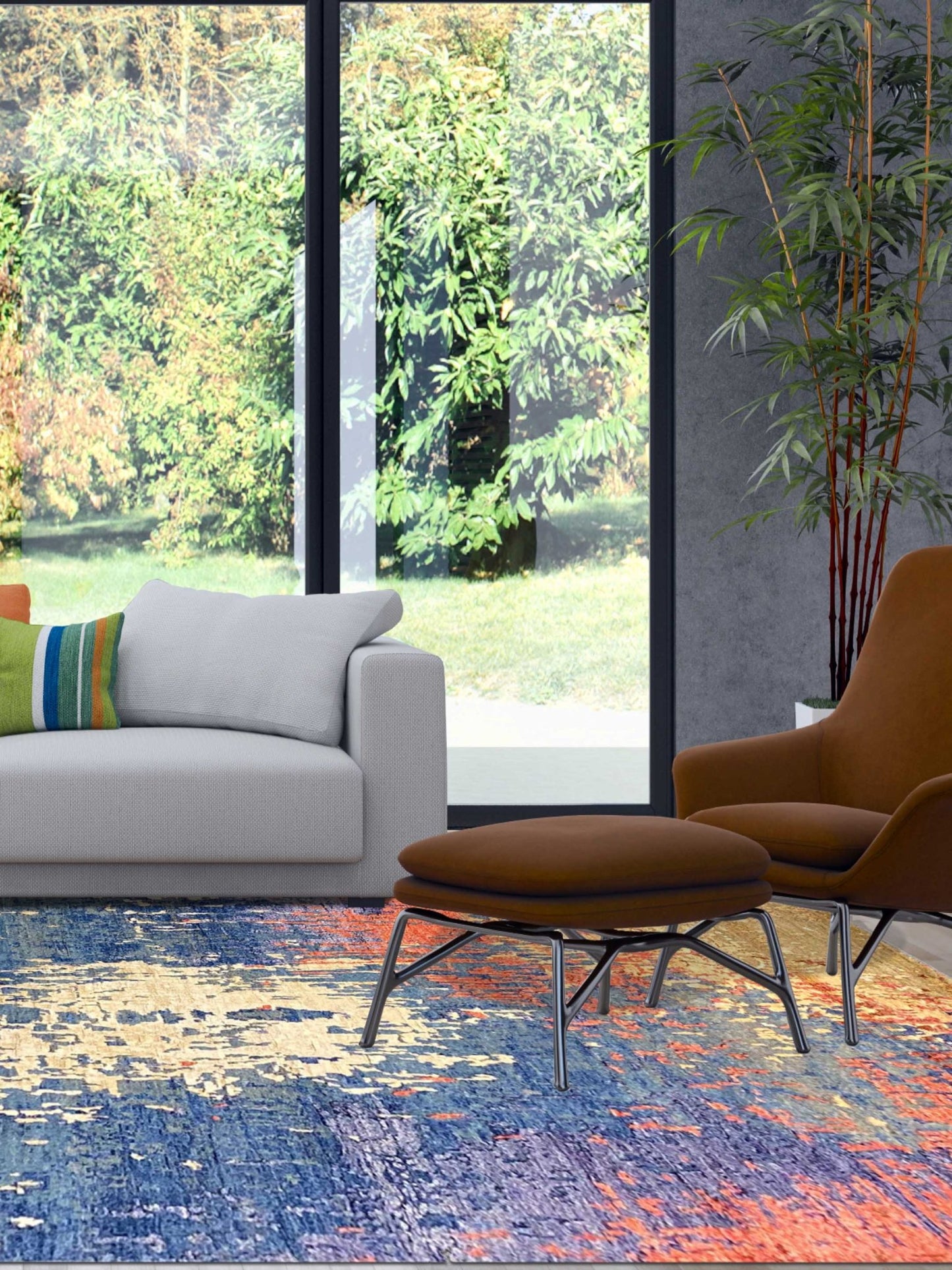 Artisan Dakota Blue Camel Transitional Knotted Rug - Rugs - Artisan - Atlanta Designer Rugs